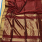 Pure Maheshwari Handloom Silk Saree in Deep Maroon with Gold Border
