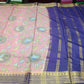 Mysore Silk Kalamkari Saree in Pastel Pink with Royal Blue Pallu