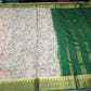 Mysore Silk Kalamkari Saree in Cream with Green Zari Pallu