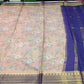 Mysore Silk Kalamkari Saree in Peach with Royal Blue Pallu & Gold Border