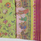 Mysore Silk Kalamkari Saree in Lime Green with Magenta Pallu & Gold Border