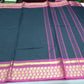 Pure Cotton Handloom Saree in Black with Rani Pink Border & Gold Motifs