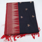 Classic Black & Maroon Pure Cotton Handloom Saree with Traditional Woven Border