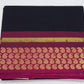 Pure Cotton Handloom Saree in Black with Rani Pink Border & Gold Motifs