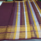 Elegant Wine Maroon Pure Cotton Handloom Saree with Traditional Zari Border