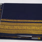 Pure Cotton Handloom Saree in Navy Blue with Gold Zari Border & Striped Pallu
