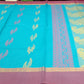 Turquoise Blue & Wine Pink Pure Cotton Handloom Saree with Dual-Tone Leaf Motifs