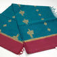 Elegant Teal Blue & Maroon Pure Cotton Handloom Saree with Gold Butta