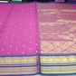 Royal Rani Pink & Blue Pure Cotton Handloom Saree with Elephant Zari Border