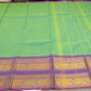 Chettinad Cotton Handloom Saree in Pastel Green with Purple Zari Border