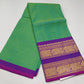 Chettinad Cotton Handloom Saree in Pastel Green with Purple Zari Border