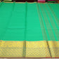 Chettinad Cotton Handloom Saree in Leaf Green with Gold Zari Border