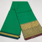 Chettinad Cotton Handloom Saree in Leaf Green with Gold Zari Border