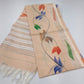 Jute Cotton Oil Paint Saree in Soft Beige with Multicolor Floral Design