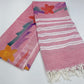Elegant Pastel Pink Jute Cotton Saree with Artistic Floral Oil Paint Design