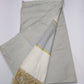 Elegant Pearl Grey & Ivory Cotton Silk 3PC Salwar Suit Dress Material with Woven Buttas