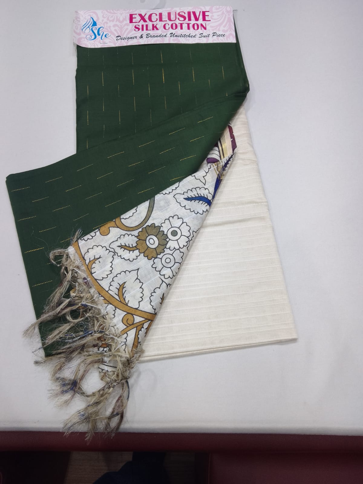 Elegant Bottle Green Cotton Silk Salwar Suit with Kalamkari Dupatta – 3PC Dress Material