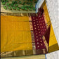 Mustard Yellow & Maroon Maheshwari Cotton Silk Saree with Golden Zari Border