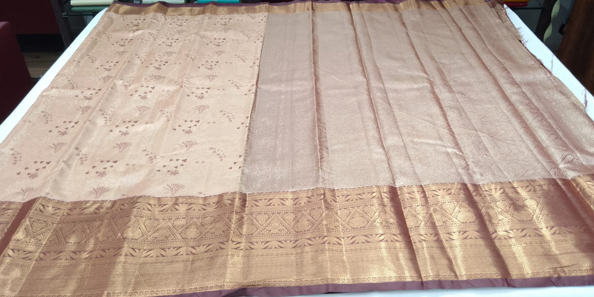 Champagne Beige & Antique Gold with Coffee Brown Border