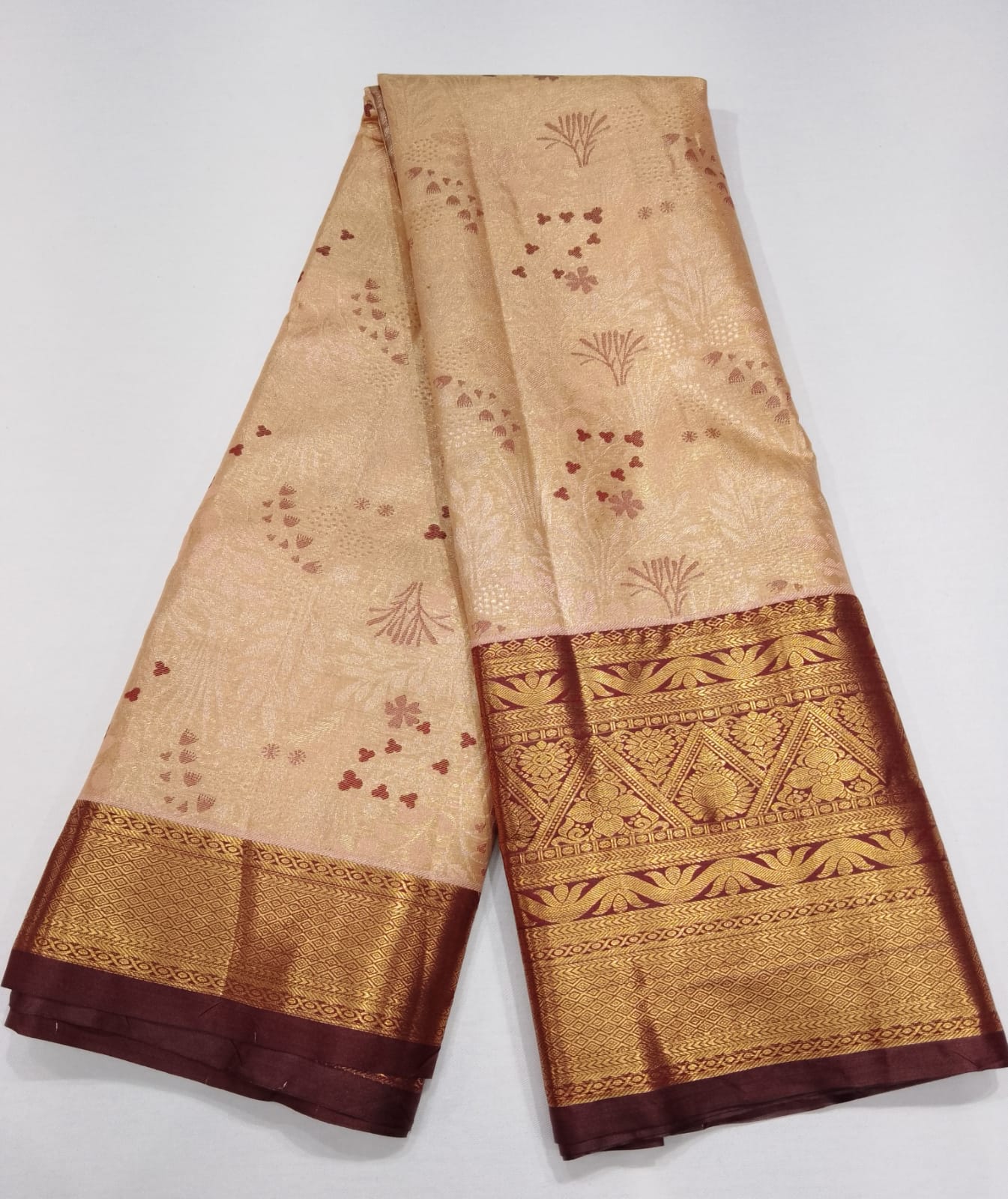Champagne Beige & Antique Gold with Coffee Brown Border