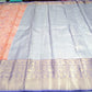 Peach Pink & Royal Blue with Rich Gold Zari