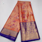 Peach Pink & Royal Blue with Rich Gold Zari