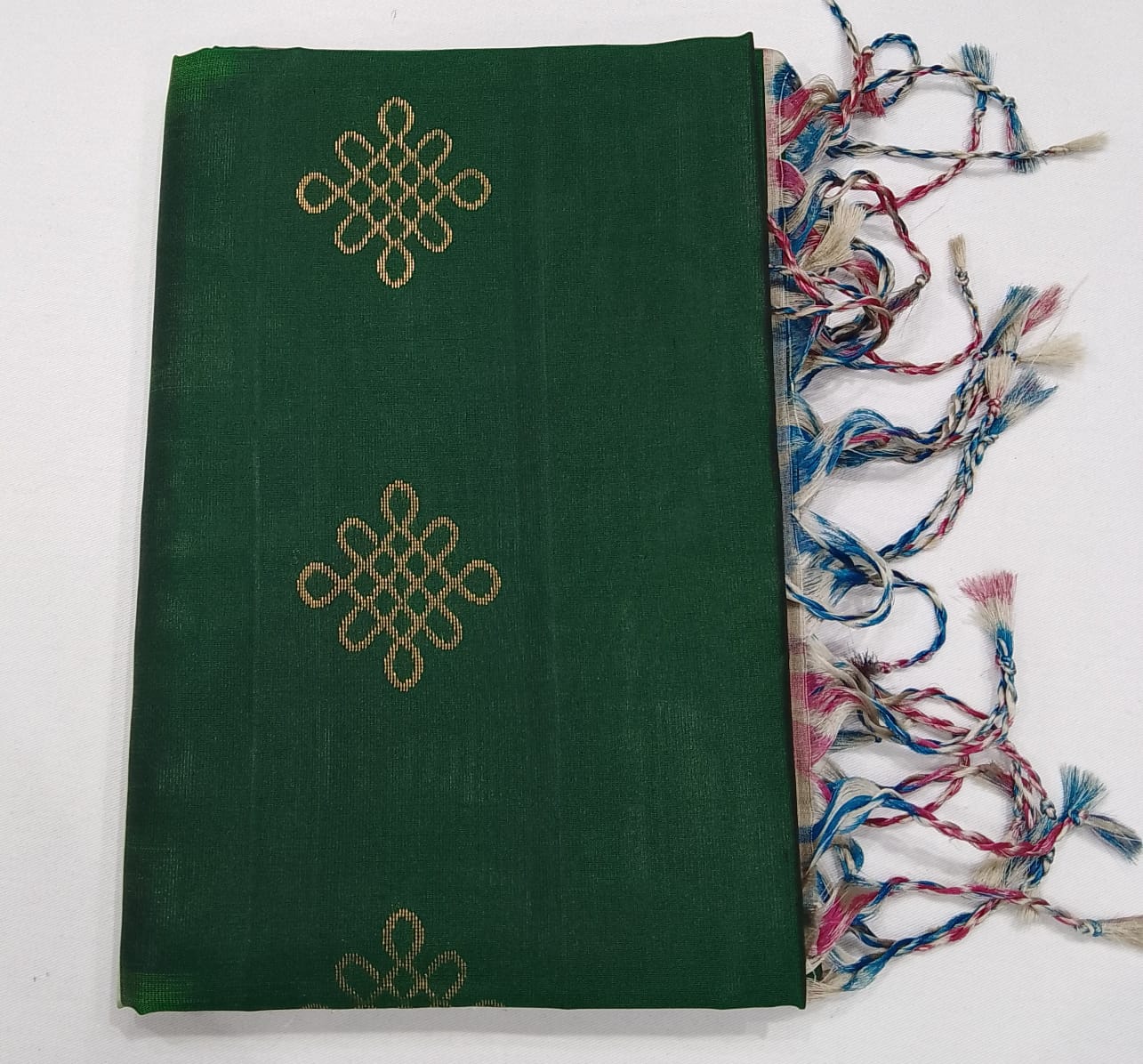 Pure Handloom Silk Pochampally Saree – Bottle Green Body with Floral Ikat Pallu