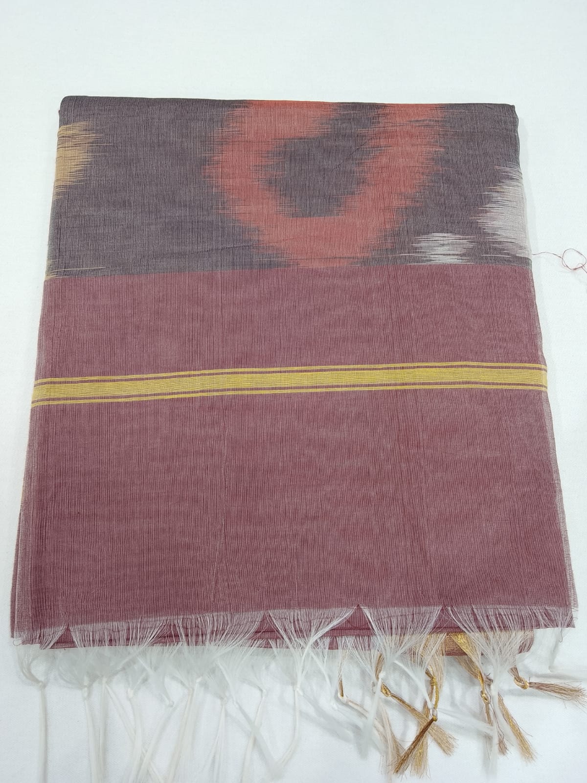 Cotton Silk Saree in Dusty Mauve with Traditional Ikat Designer Pallu