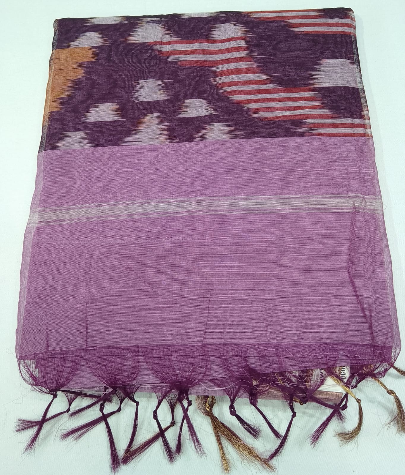 Cotton Silk Saree in Lavender Pink with Designer Ikat Pallu