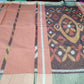 Silk Cotton Pochampally Ikat Saree in Peach Coral with Traditional Designer Pallu