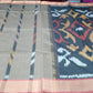Cotton Silk Pochampally Ikat Saree in Ash Grey with Designer Black Pallu