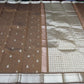Handloom Silk Cotton Saree in Coffee Brown with Silver Zari Buttas & Rich Pallu