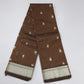 Handloom Silk Cotton Saree in Coffee Brown with Silver Zari Buttas & Rich Pallu