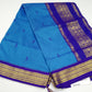 Kalyani Cotton Saree in Sky Blue with Royal Purple Zari Border & Rich Pallu