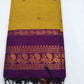 Kalyani Cotton Saree in Mustard Yellow with Royal Purple Zari Pallu