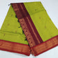 Kalyani Cotton Saree in Parrot Green with Wine Purple Zari Pallu