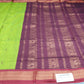 Kalyani Cotton Saree in Parrot Green with Wine Purple Zari Pallu