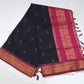 Kalyani Cotton Saree in Black with Rani Pink Zari Pallu