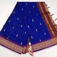Kalyani Cotton Saree in Royal Blue with Maroon Gold Zari Pallu