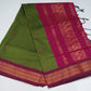 Kalyani Cotton Saree in Leaf Green with Rani Pink Zari Woven Pallu