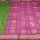 Kalyani Cotton Saree in Leaf Green with Rani Pink Zari Woven Pallu