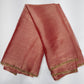 Elegant Dusty Rose Space Silk Jimmy Choo Saree with Antique Gold Embellished Border