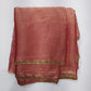 Elegant Dusty Rose Space Silk Jimmy Choo Saree with Antique Gold Embellished Border