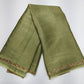 Elegant Sage Green Space Silk Jimmy Choo Saree with Antique Gold Designer Border