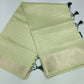 Elegant Pistachio Green Linen Saree with Golden Zari Border & Designer Blouse