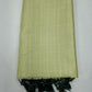 Elegant Pistachio Green Linen Saree with Golden Zari Border & Designer Blouse