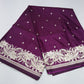 Banarasi Mashroo Silk Saree in Royal Plum Purple with Silver Zari Floral Border