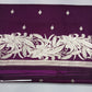 Banarasi Mashroo Silk Saree in Royal Plum Purple with Silver Zari Floral Border