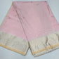 Elegant Baby Pink Banarasi Silk Saree with Silver-Gold Zari Floral Border