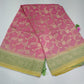 Rose Pink Banarasi Georgette Rangkat Saree with Mint Green Floral Border
